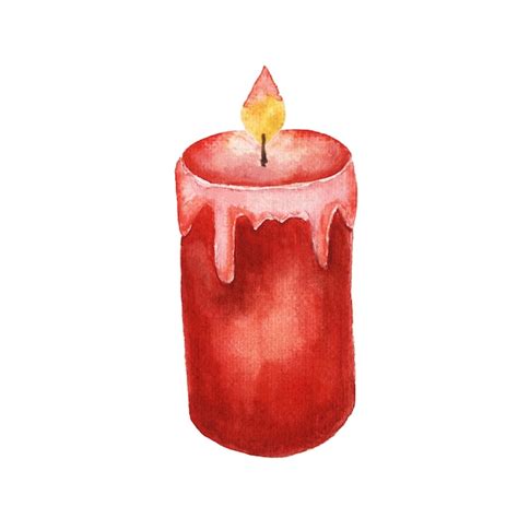 Premium Photo | Watercolor hand drawn red candle with flame isolated on ...