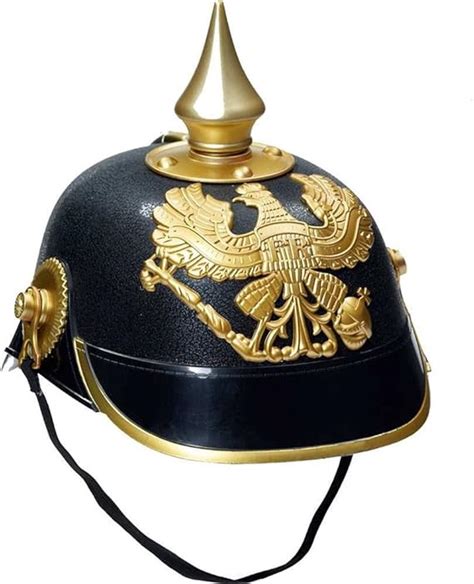 Plastic German Helmet Kaiser World War 1 2 Black Gold Pickelhaube Hat ...