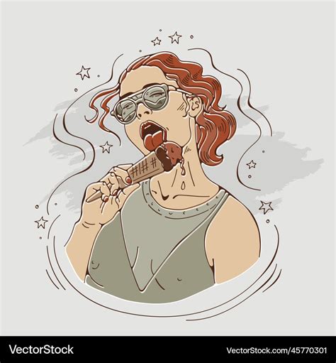 Girl eating ice cream Royalty Free Vector Image