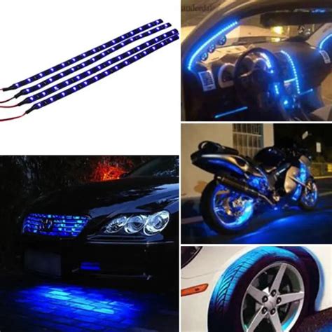 4PCS 12V Car LED Bar Lights Car Motorcycle Strip Light Truck Flexible ...