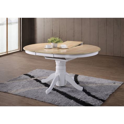 Rhode Island Solid Wood Extendable Round 6 Seater Dining Table in White ...