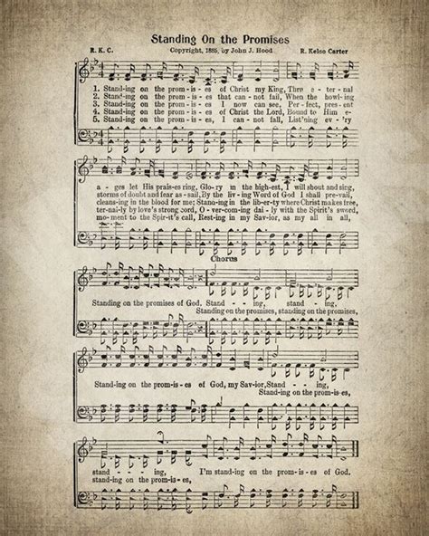 Standing on the Promises Hymn Lyrics Sheet Music Art Hymn