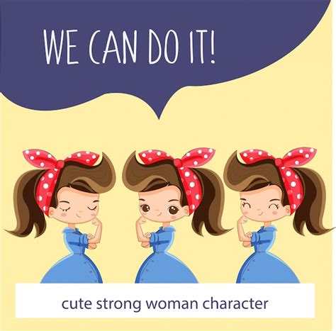 Premium Vector | Cute strong woman cartoon character