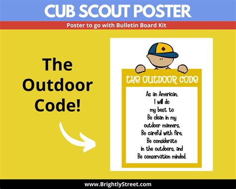 Cub Scouts Poster the Outdoor Code Sign - Etsy