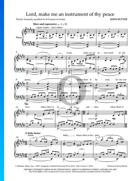 Lord, make me an instrument of thy peace (John Rutter) Piano Sheet Music - OKTAV