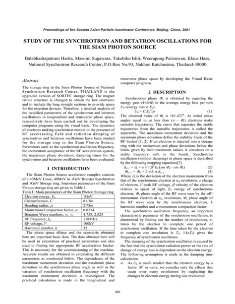 STUDY OF THE SYNCHROTRON AND BETATRON OSCILLATIONS FOR