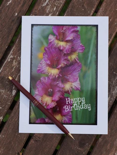 August Birthday Card - August Flower Gladiolus by Katrina of Flower Fly http ...