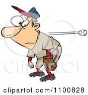 Clipart Aggressive Baseball Player Batting At Home Base - Royalty Free ...