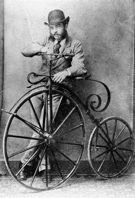 Victorian gentleman with bicycle and pipe. - The past is a foreign country