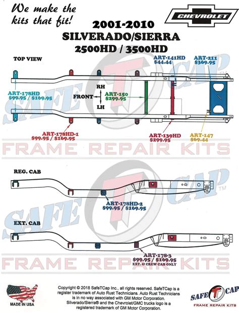 All SafeTCap® Frame Repair Kit Locations for Silverado/Sierra 2500HD ...