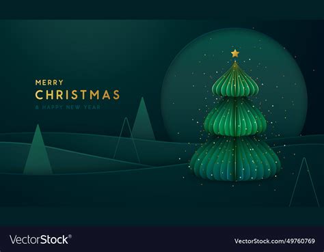 Christmas background with 3d christmas tree Vector Image