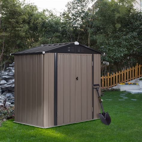 Ainfox 4 x 6 ft Steel Storage Shed Double Doors with Lock, Outdoor ...