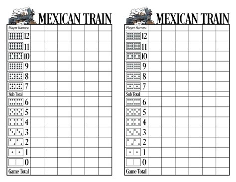 Mexican Train Score Sheet Pdf - Etsy