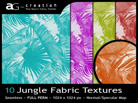 Second Life Marketplace - ~AG~ Creation ~ Jungle Fabric Textures Full Perm