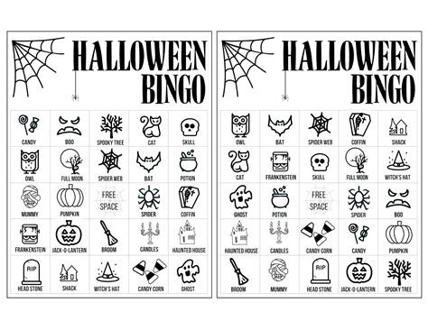 Halloween Bingo Printable Game Cards Template - Paper Trail Design