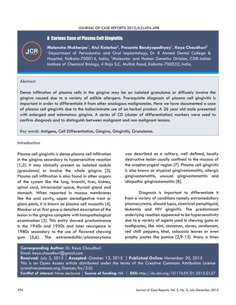 (PDF) A Curious Case of Plasma Cell Gingivitis