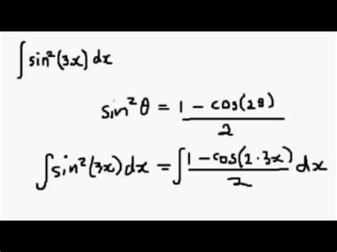 Integral of sin^2(x) using the Half Angle Formula - YouTube