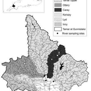 River Tamar catchment with source soil and river sediment sampling... | Download Scientific Diagram