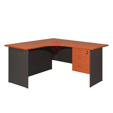 L Shape Table With Fixed Pedestal / Office Desk / Writing Table / Meja ...