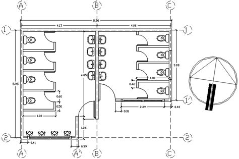 Commercial toilet layout in Autocad - Cadbull | Public restroom design, Toilet plan, Commercial ...