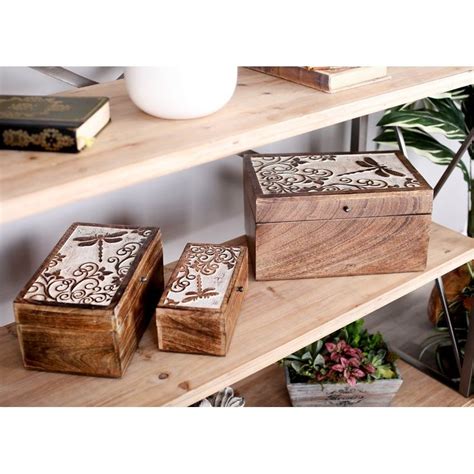 Derry Rustic 3 Piece Decorative Box Set with Carved Designed Lids | Decorative boxes, Rustic ...