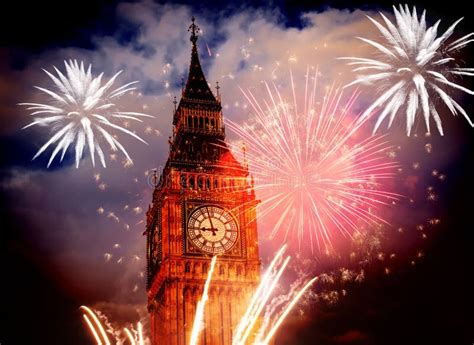 Big Ben With Fireworks. New Year's Eve Stock Photo - Image of city ...