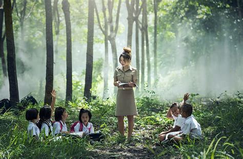 woman, children, forest, daytime, learning, teacher, school, outdoor, pa, asia | Pxfuel