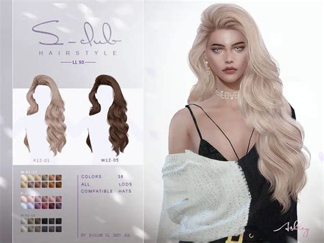 Long curly hairstyle by S-Club ~ The Sims Resource - Sims 4 Hairs