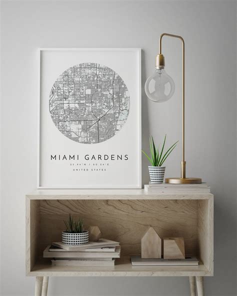 Miami Gardens Map Miami Gardens Florida City Map Home Town - Etsy