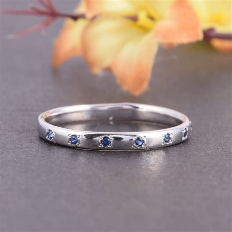 Band Ring, Silver Band Ring, Sapphire Ring, Tiny Ring, Gemstone Ring, Elegant Ring, Birthstone ...