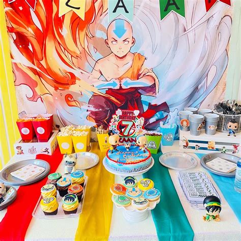 Avatar the last air bender birthday party table decor and backdrop ...