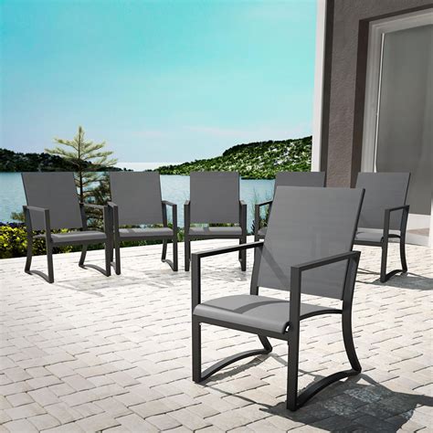 COSCO Outdoor Furniture, Patio Dining Chairs, 6 pack, Steel, Light Gray Sling - Walmart.com