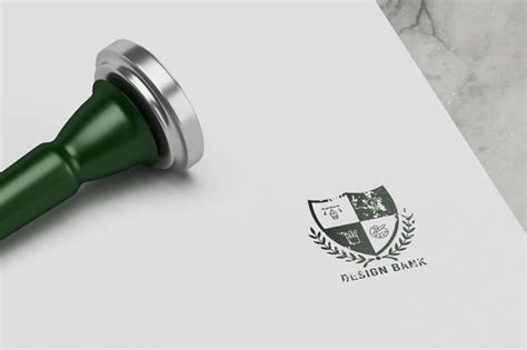 Premium PSD | Psd premium stamp logo mockup on white paper editable