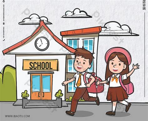 Cartoon Drawing School Season New Semester Campus Enrollment Poster | PSD Free Download ...