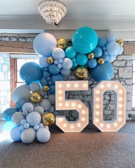 Balloons By Dina on Instagram: “Beautiful hues of blue for this stylish 50th birt… | 50th ...