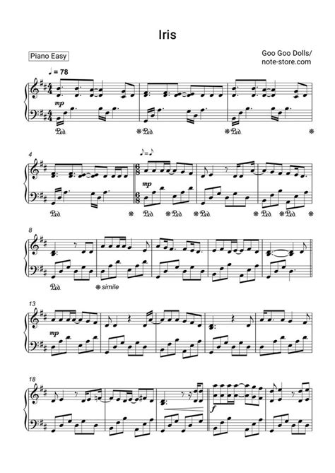 Goo Goo Dolls - Iris sheet music for piano download | Piano.Easy SKU ...