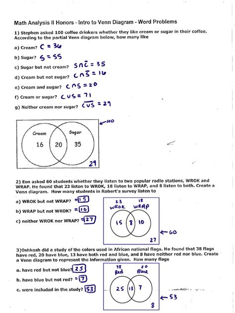 Venn Diagram Word Problem Solutions