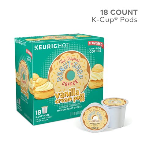 The Original Donut Shop Vanilla Cream Puff Flavored K-Cup Coffee Pods, Medium Roast, 18 Count ...