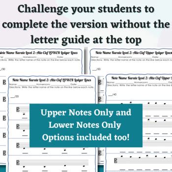 Alto Clef Ledger Lines Note Name Worksheets // Print and Go | TPT