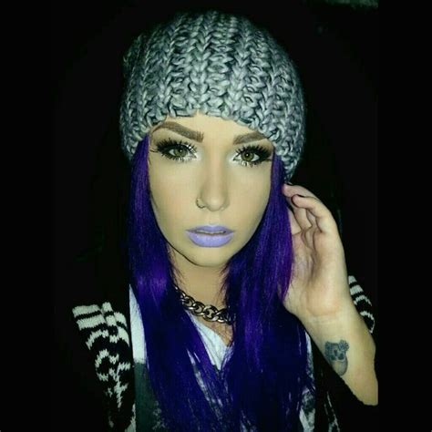 My favorite look Kat von D's studded kiss lipstick in the shade coven. And my purple hair ...