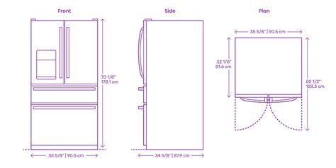 Whirlpool French Door Refrigerator - 25 Cu Ft Dimensions & Drawings | Dimensions.Guide