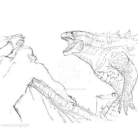 Godzilla Vs Kong Coloring Pages Printable - XColorings.com
