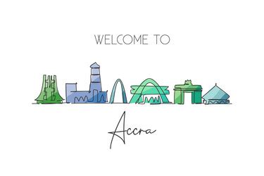 Colorful skyline of city of accra ghana Royalty Free Vector