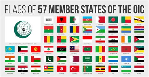 Premium Vector | OIC member states flags Flat national flags of countries of OIC Organization ...