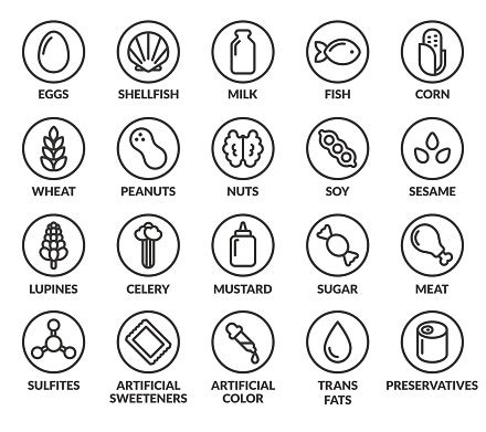 Allergens Icon Set Stock Illustration - Download Image Now - iStock