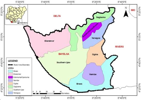 Bayelsa State showing the LGAs; Source: Bayelsa State Ministry of Land... | Download Scientific ...