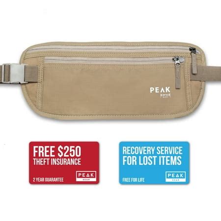 Peak Gear Hidden Travel Money Belt with RFID Blocking Liner (Beige ...