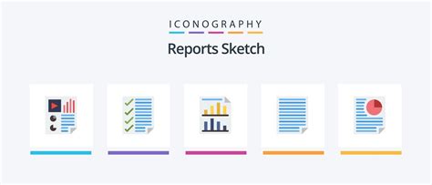 Reports Sketch Flat 5 Icon Pack Including page. data. page. report ...