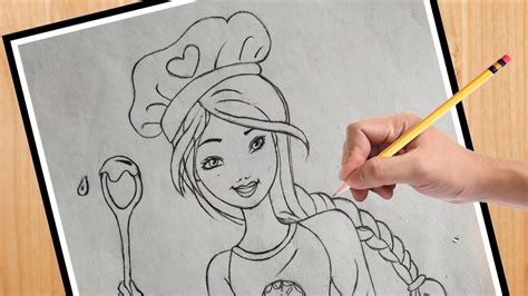 Female Chef Drawing