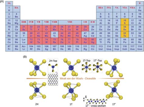 A, The transition metals (marked red) and chalcogens (marked yellow) in... | Download Scientific ...